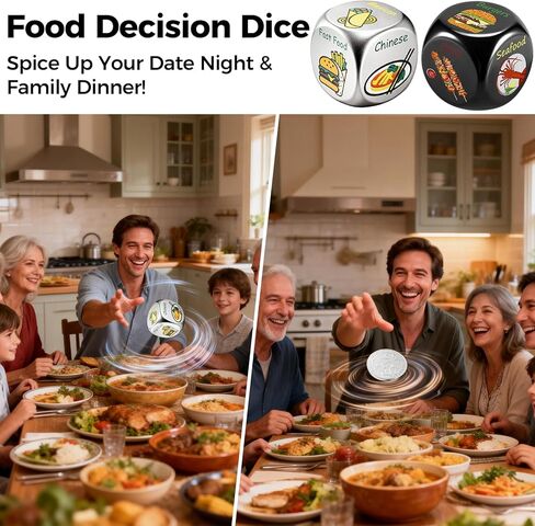 Food Dice - Aluminum Alloy Food Decision Dice and Coin Set, Colorful Date Night Food Decision Dice，Anniversary Birthday Wedding Funny Gifts in Saudi Arabia