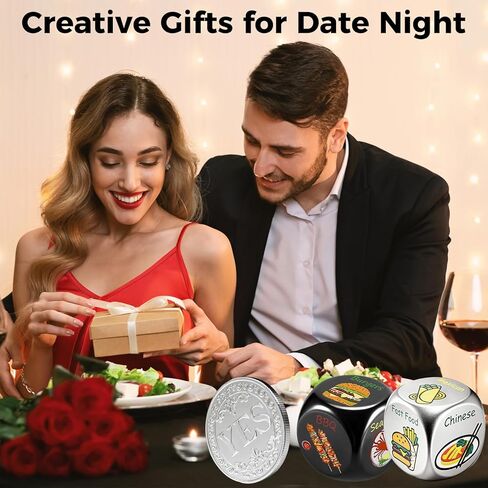 Food Dice - Aluminum Alloy Food Decision Dice and Coin Set, Colorful Date Night Food Decision Dice，Anniversary Birthday Wedding Funny Gifts in Saudi Arabia