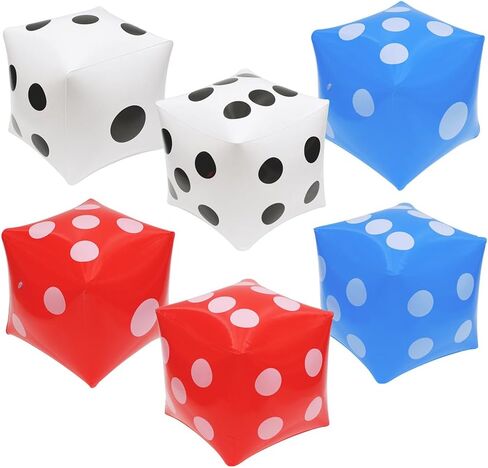 Jumbo Inflatable Dice For Indoor Outdoor Board Game Photo Prop Poker Night Las Vegas Casino Party, 6 Pcs 3 Color Novelty Blow Up Cube Fun Game Dice For Lawn Floor Ludo Swimming Pool Beach Summer Party in Saudi Arabia