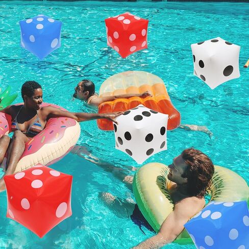 Jumbo Inflatable Dice For Indoor Outdoor Board Game Photo Prop Poker Night Las Vegas Casino Party, 6 Pcs 3 Color Novelty Blow Up Cube Fun Game Dice For Lawn Floor Ludo Swimming Pool Beach Summer Party in Saudi Arabia
