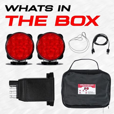 Master Tailgaters Wireless Pivot Tow Lights with Battery | Multi Functional Signal Lights | Sturdy Magnetic Mount | 4 Pin Flat Connection with USB | Carrying Bag Included in Kuwait
