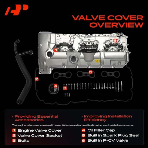 A-Premium Upgraded Aluminum Engine Valve Cover with Hose, Gasket, Oil Cap & Bolts Compatible with BMW 323i 2007-2011, 328i 2007-2013, 328i xDrive, 328xi, X5, 528i, 528i xDrive, 528xi, X3, 128i, Z4 in Kuwait