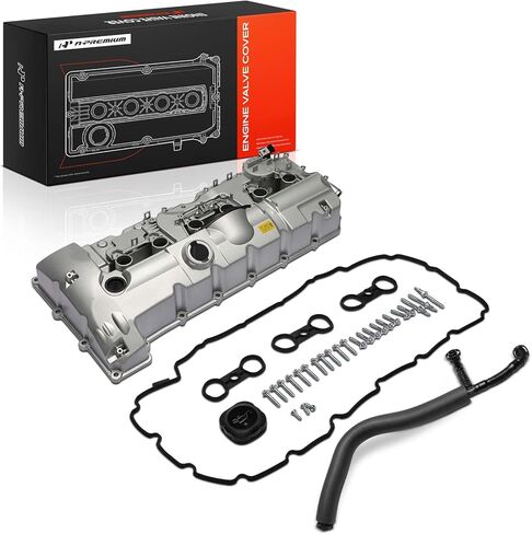 A-Premium Upgraded Aluminum Engine Valve Cover with Hose, Gasket, Oil Cap & Bolts Compatible with BMW 323i 2007-2011, 328i 2007-2013, 328i xDrive, 328xi, X5, 528i, 528i xDrive, 528xi, X3, 128i, Z4 in Kuwait