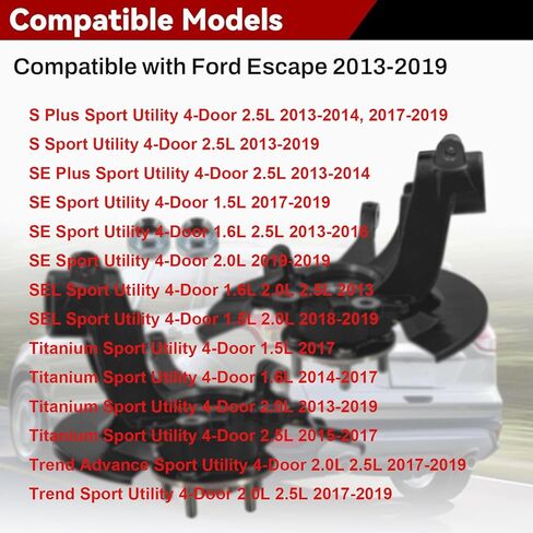 مجموعة محور العجلة ومفاصل التوجيه الأمامية اليسرى واليمنى متوافقة مع Ford Escape 2013-2019 2.0L 2.5L 1.5L 1.6L استبدال محمل العجلة # CV6Z2K005C in Kuwait