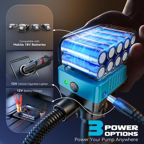 DIYtoolifz 5 GPM Cordless Fuel Transfer Pump with Auto Shut-Off & Beep Alert, Compatible with Makita 18V Batteries, Portable Gas Can Pump for Gasoline, Diesel, 51" Hose & 5 Adapters (Bare Tool) in Saudi Arabia