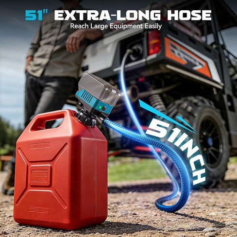 DIYtoolifz 5 GPM Cordless Fuel Transfer Pump with Auto Shut-Off & Beep Alert, Compatible with Makita 18V Batteries, Portable Gas Can Pump for Gasoline, Diesel, 51" Hose & 5 Adapters (Bare Tool) in Saudi Arabia