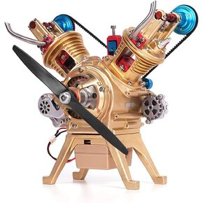 Engine Model Kit, Metal Car Mini V2 Double Cylinder Engine Model, Educational Physics Experiment STEM Toys for Adults Gifts in Saudi Arabia