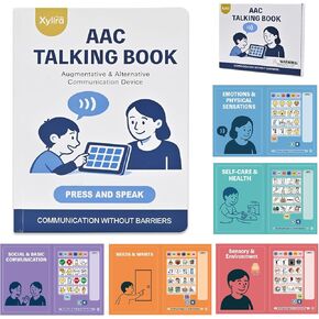AAC Device Book for Autism and Nonverbal Kids, Talking Communication Book with Custom Recording, Volume Control & Writable Note Area, Speech Therapy Materials for Autism, ADHD, Stroke, Dementia in Saudi Arabia