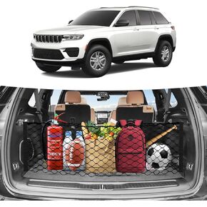 Canvcle Trunk Cargo Net for 2021-2026 Jeep Grand Cherokee L (7 Seats) Accessories Envelope Style Mesh Trunk Net Organizer and Storage Stretchable Adjustable Elastic Nylon Rear Cargo Netting with Hooks in Kuwait
