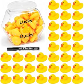 Yopyame Lucky Ducks لجرة الفصل الدراسي - 36 قطعة بطة صغيرة لإدارة الفصل الدراسي مع قلم واحد وجرة بلاستيكية واحدة وأداة إدارة موسم ملصقات البط المحظوظ للعودة إلى المدرسة وهدايا مدرس الطلاب in Kuwait