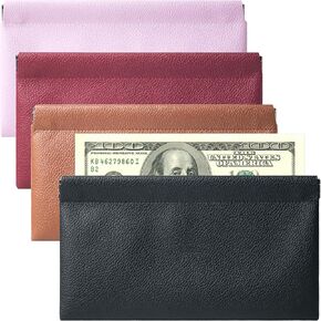 4 Pack Squeeze Top Money Bag, PU Leather Cash Pouches, 7.87 X 4.3 Inch Portable Cash Bag, Multipurpose Money Envelopes Bank Deposit Bags for Daily Use Money Saving Binder in Saudi Arabia