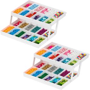 IRIS USA 2-Tier Drawer Organizer Expandable |Made in USA| Multi-Level Collapsible Organization, Comes with Dividers for Crafts, Makeup, Jewelry & Office - White in Saudi Arabia