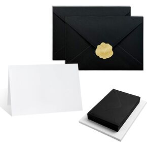 40 Pack Cream Blank Cards and Black Envelopes 4x6, A4 Folded Cardstock and Envelopes for Wedding, Note Card, DIY Greeting Cards,Thank you Cards, Birthday Christmas Invitations and Various Occasions in Kuwait