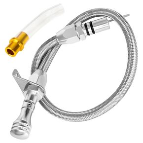 TH350/TH400 Flexible Transmission Oil Dipstick Compatible with GM Chevy 4L80E 4L60E 700R4, Firewall Mount Locking Dipstick Stainless Braided Hose (Silver) in Saudi Arabia