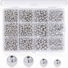 1100Pcs Gold Beads for Jewelry Making, 3/4/6/8mm Round Spacer Beads Kit, Small Gold Filled Style Bead Set, Assortments for DIY Bracelets, Necklace, Crafts, Seed & Pearl Beaded Jewelry Spacers in Kuwait