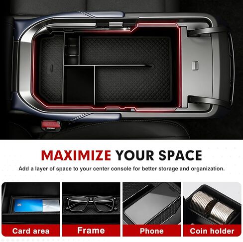 Autorder Center Console Organizer for Mazda CX30 2020-2026 Accessories - Armrest Storage Box Secondary Insert Tray with Black Anti-Slip Mat in Kuwait