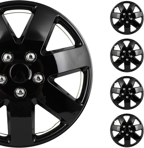 SCITOO 16 Inch Black hubcaps, universally Adaptable to Cars, Trucks, SUVs, Simple to Mount, Elegant Design, rustproof Wheel Rim Cover Set of 4 in Kuwait