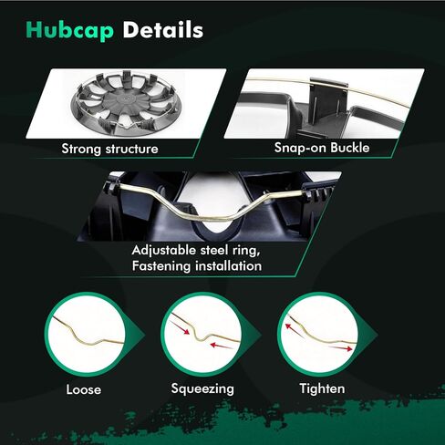 SCITOO 16 Inch Black hubcaps, universally Adaptable to Cars, Trucks, SUVs, Simple to Mount, Elegant Design, rustproof Wheel Rim Cover Set of 4 in Kuwait