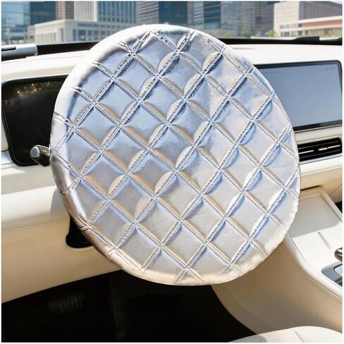 Upgraded Car Steering Wheel Cover Sun Shade,Aluminum Film Car Wheel Cover with 3-Layer Structure for Heat Insulation,Foldable 15.75" Steering Covers for Cars SUVs in Saudi Arabia