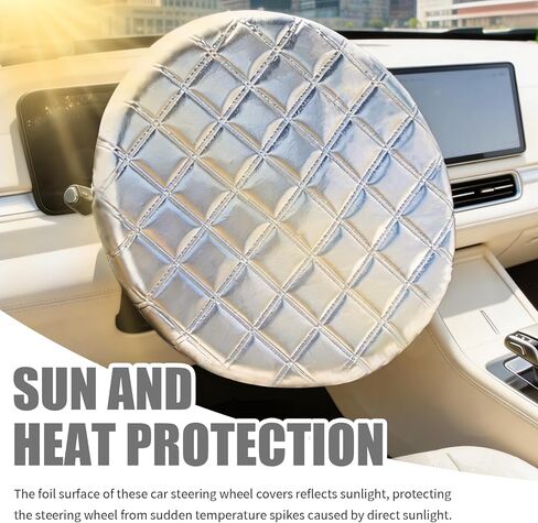 Upgraded Car Steering Wheel Cover Sun Shade,Aluminum Film Car Wheel Cover with 3-Layer Structure for Heat Insulation,Foldable 15.75" Steering Covers for Cars SUVs in Saudi Arabia
