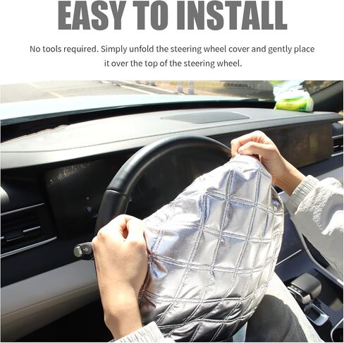 Upgraded Car Steering Wheel Cover Sun Shade,Aluminum Film Car Wheel Cover with 3-Layer Structure for Heat Insulation,Foldable 15.75" Steering Covers for Cars SUVs in Saudi Arabia