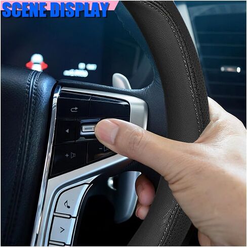 Craedli Nappa Leather Car Steering Wheel Cover, Breathable Non-Slip Automotive Steering Wheel Protector Universal Fit 14.5-15 Inch, Car Interior Decoration Accessories for Trucks, SUVs (Black) in Saudi Arabia