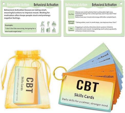 CBT Cards for Adults & Teens, 24 Cognitive Behavioral Therapy Flashcards for Anxiety, Depression, Stress Relief & Emotional Regulation, CBT Coping Skills Cards in Saudi Arabia
