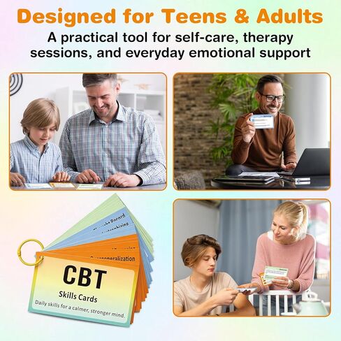 CBT Cards for Adults & Teens, 24 Cognitive Behavioral Therapy Flashcards for Anxiety, Depression, Stress Relief & Emotional Regulation, CBT Coping Skills Cards in Saudi Arabia