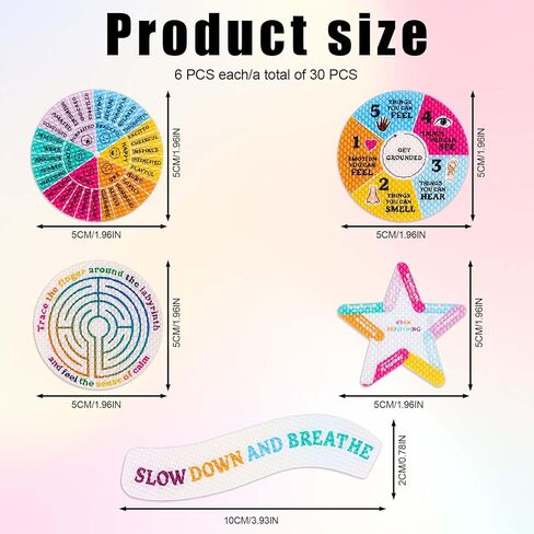 30pcs Anxiety Sensory Stickers, 5 Styles Fidget Textured Strips Reusable Sensory Calm Strips Textured Sensory Adhesive Strips for Adults School Classroom Must Haves in Kuwait