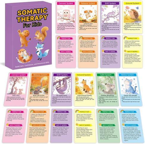 Somatic Therapy Cards for Kids, 52 Mindfulness & Emotional Regulation Activities for Calm, Focus, Coping Skills & Body Awareness - Social Emotional Learning Tools for Parents, Teachers, Therapists in Saudi Arabia