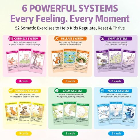 Somatic Therapy Cards for Kids, 52 Mindfulness & Emotional Regulation Activities for Calm, Focus, Coping Skills & Body Awareness - Social Emotional Learning Tools for Parents, Teachers, Therapists in Saudi Arabia