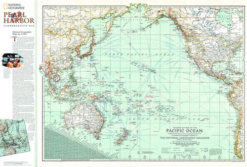 National Geographic: Pacific Ocean Theater of War in 1942 Wall Map - 34 x 22.75 inches - Laminated in Kuwait