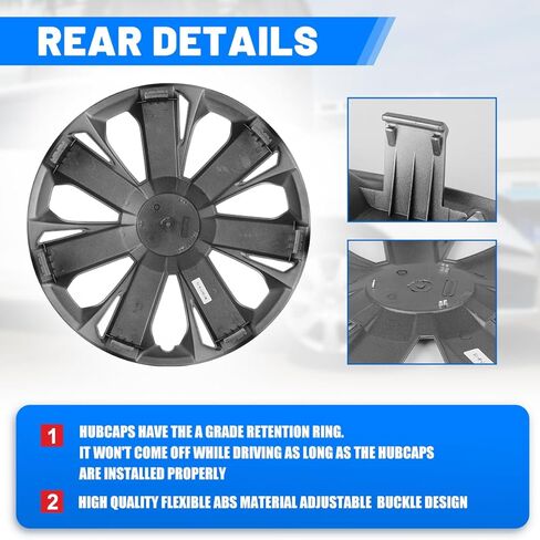 WOLFSTORM 4-Pack 15 Inches Wheel Cover Hubcaps,Special Design Fashion Replacement Hubcaps,Car Truck SUV Wheel Hub Accessories-Silver in Kuwait