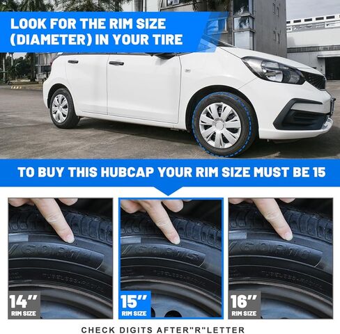 WOLFSTORM 4-Pack 15 Inches Wheel Cover Hubcaps,Special Design Fashion Replacement Hubcaps,Car Truck SUV Wheel Hub Accessories-Silver in Kuwait