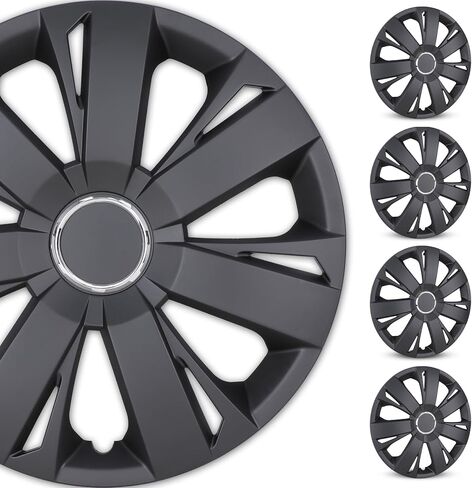 WOLFSTORM 4-Pack 15 Inches Wheel Cover Hubcaps,Special Design Fashion Replacement Hubcaps,Car Truck SUV Wheel Hub Accessories-Silver in Kuwait