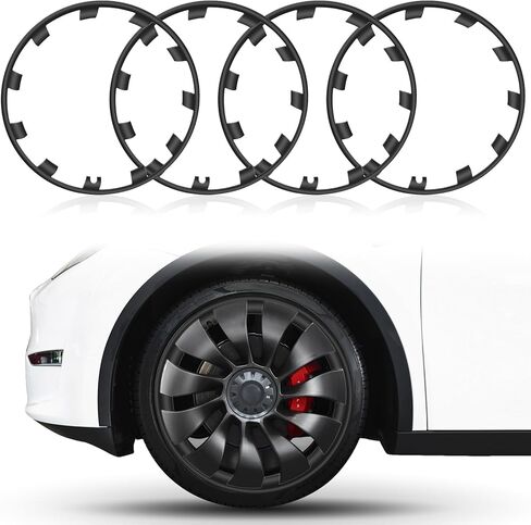 واقي حافة الموديل Y مقاس 21 بوصة، عجلات Überturbine، واقي حافة العجلة ABS غطاء غطاء حماية السيارة حلقات حواف الإطارات لملحقات Tesla Model Y الخارجية (أسود غير لامع) in Kuwait