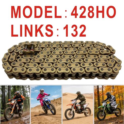 428 دراجة نارية ذهبية O-حلقة سلسلة 132 وصلات مع قواطع سلسلة لـ 125 150 200cc دراجة نارية صغيرة دراجة ترابية دراجة الذهاب كارت متوافق مع SSR TaoTao Coolster Apollo Baja Kazuma Chinese ATV in Kuwait