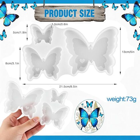 1Pc Premium Butterfly Resin Molds 3D Figurines Butterfly Epoxy Silicone Molds for Flowers Preservation Bookends Insect Specimen Candle Home Decor DIY Craft Keepsakes Easy Release Gifts in Saudi Arabia