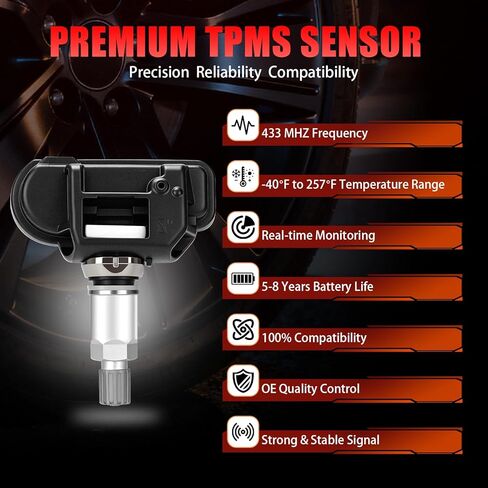مستشعر TPMS مبرمج مسبقًا 433 ميجا هرتز لمرسيدس بنز 2016-2022 GLC300 | 2008-2021 C300 | 2015-2018 GLE350/350d | 2010-2015 ML350، E350/550، GLK350 | GLC/GLK,C,GLE/ML,E,GLS/GL,S Class-OE#A0009050030(4 قطع) in Kuwait