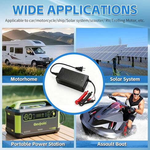 14.6V 10A LiFePO4 Battery Charger, 12V Lithium Battery Charger Smart Fast Charger with LED Indicator, Multi-Protection Lithium Ion Battery Charger for Deep Cycle, RV, Marine in Saudi Arabia