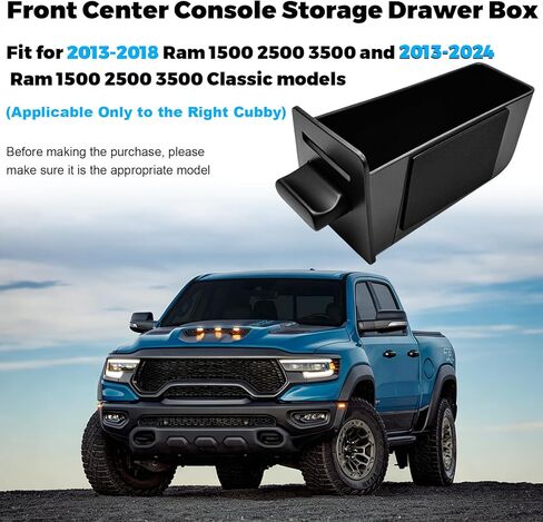 Center Console Right Drawer Storage Box Compatible with 2013-2018 Ram 1500 2500 3500 & 2013-2024 Ram 1500 Classic Interior Accessories Cubby Organizer Tray with Coin Slot (Right Side Only) in Saudi Arabia