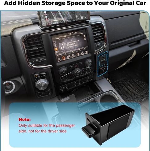 Center Console Right Drawer Storage Box Compatible with 2013-2018 Ram 1500 2500 3500 & 2013-2024 Ram 1500 Classic Interior Accessories Cubby Organizer Tray with Coin Slot (Right Side Only) in Saudi Arabia