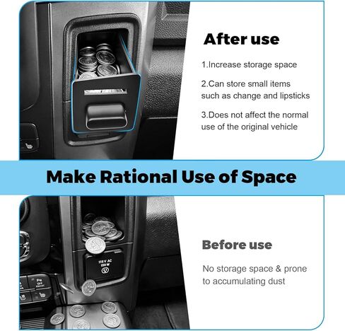 Center Console Right Drawer Storage Box Compatible with 2013-2018 Ram 1500 2500 3500 & 2013-2024 Ram 1500 Classic Interior Accessories Cubby Organizer Tray with Coin Slot (Right Side Only) in Saudi Arabia