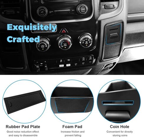 Center Console Right Drawer Storage Box Compatible with 2013-2018 Ram 1500 2500 3500 & 2013-2024 Ram 1500 Classic Interior Accessories Cubby Organizer Tray with Coin Slot (Right Side Only) in Saudi Arabia