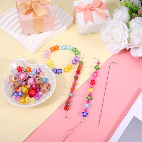 6 قطع إبر خرز، إبر خرز على شكل مشبك، إبرة دوارة للخرز مقاس 6.7 بوصة، أدوات إبرة خرز لصنع الأساور المطرزة in Kuwait