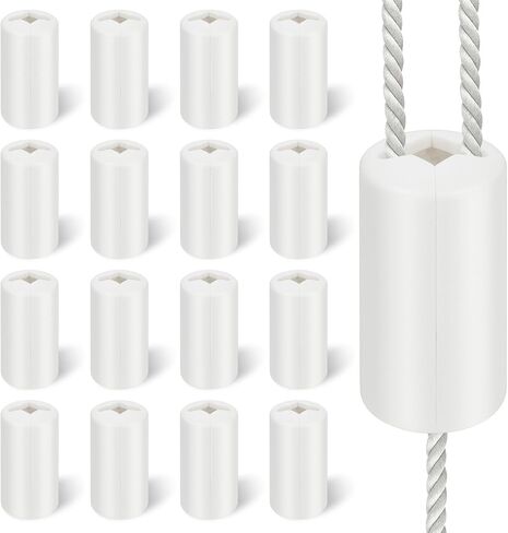 16Pcs Breakaway Cord Condensers, 1.46"x 0.67" Window Blind Pull Cord Knobs Safety with Anti Strangulation Design, White Plastic CordsTassel for Horizontal Blinds Window Blinds Curtain Use in Saudi Arabia