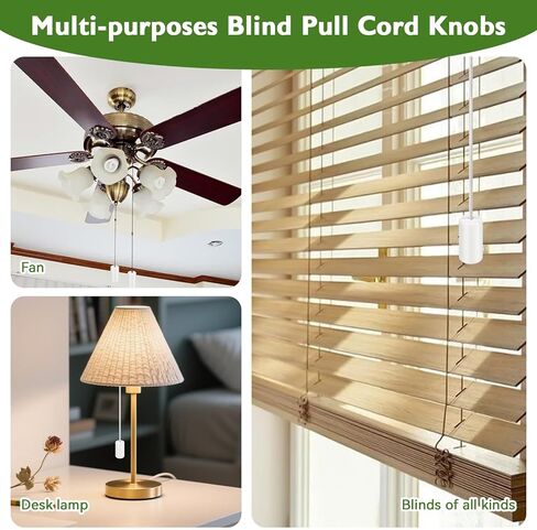 16Pcs Breakaway Cord Condensers, 1.46"x 0.67" Window Blind Pull Cord Knobs Safety with Anti Strangulation Design, White Plastic CordsTassel for Horizontal Blinds Window Blinds Curtain Use in Saudi Arabia
