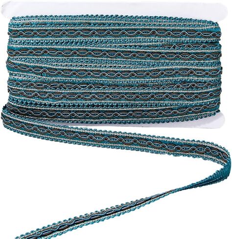 15.8 Yards Gimp Braid Trim 5/8 inch Wide Wave Pattern Polyester Ribbon Polyester Woven Fabric Decorative Trim for Curtain Costume Sewing Jewelry Crafts Embellishment (Light Blue) in Kuwait