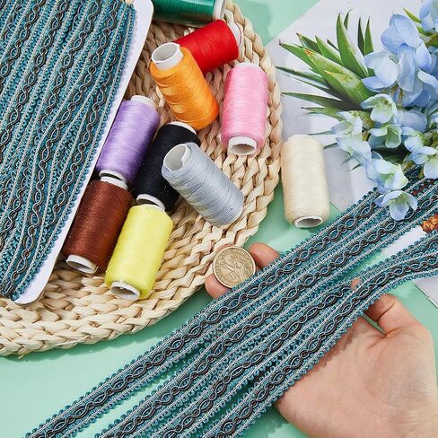 15.8 Yards Gimp Braid Trim 5/8 inch Wide Wave Pattern Polyester Ribbon Polyester Woven Fabric Decorative Trim for Curtain Costume Sewing Jewelry Crafts Embellishment (Light Blue) in Kuwait