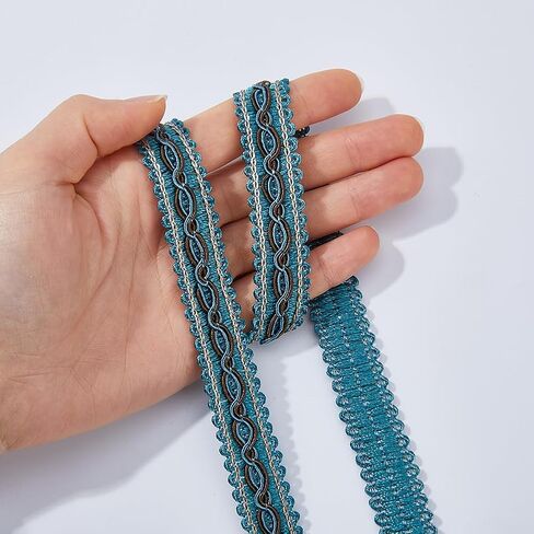 15.8 Yards Gimp Braid Trim 5/8 inch Wide Wave Pattern Polyester Ribbon Polyester Woven Fabric Decorative Trim for Curtain Costume Sewing Jewelry Crafts Embellishment (Light Blue) in Kuwait